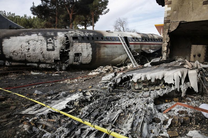 Wreckage of the Boeing 707 cargo plane.