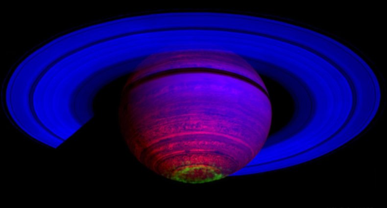 Saturn an aurora at its southern pole