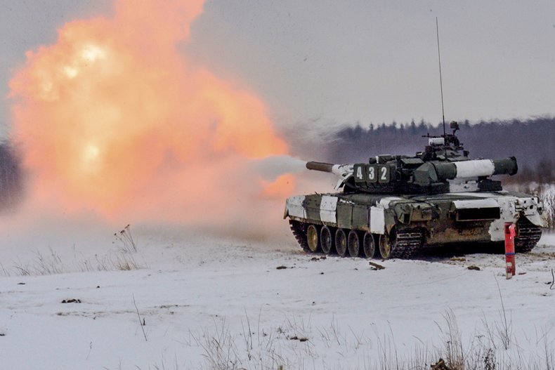 Russian tank takes part in an exercise