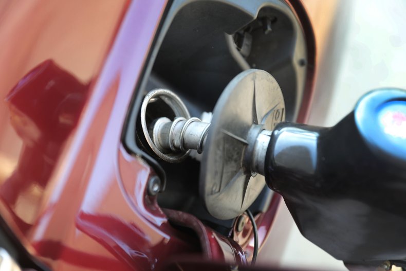A gas pump nozzle