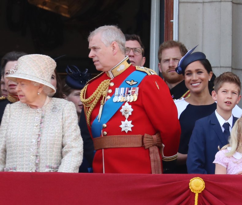 Queen, Princes Andrew and Harry and Meghan