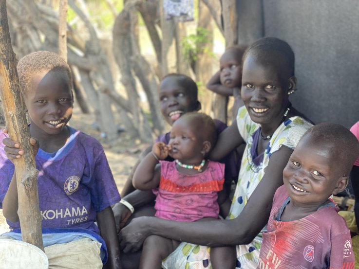 Puok is pictured with her children