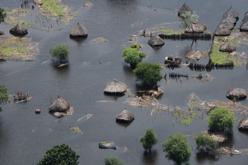 Aerial view of an entire village