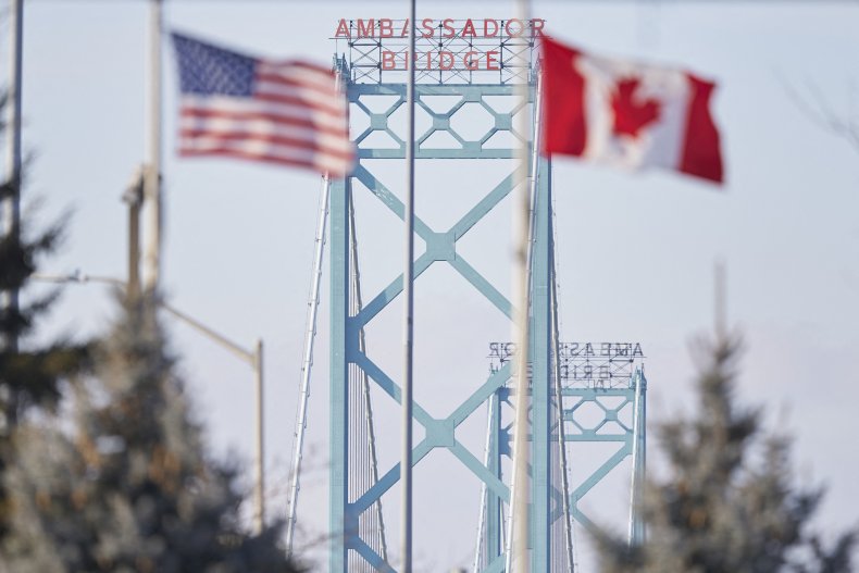 Ambassador Bridge Canada Border Protest Blockade Truckers