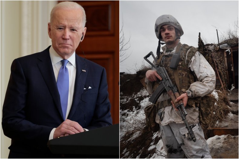 Joe Biden and Ukrainian soldier
