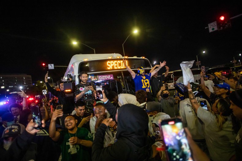 Fans celebrate Rams victory 
