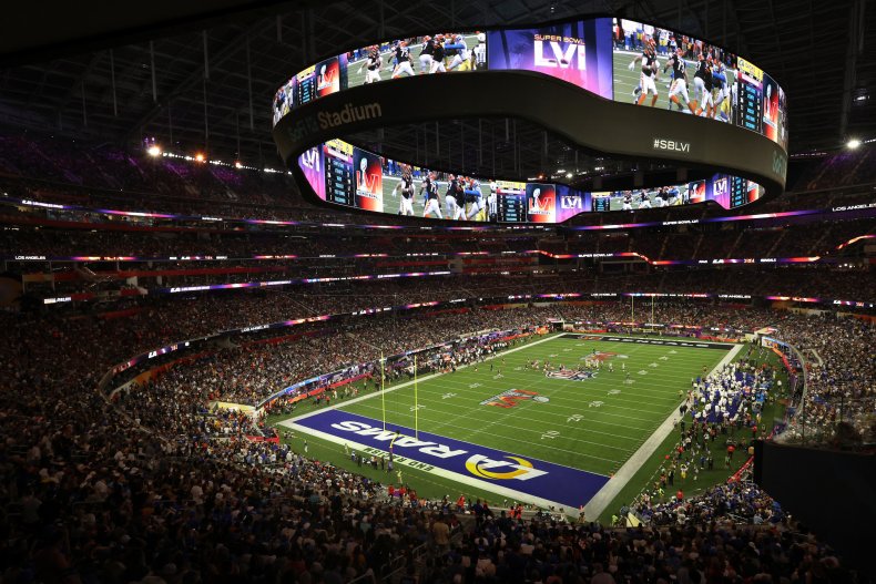 Photo of SoFi stadium Super Bowl LVI.