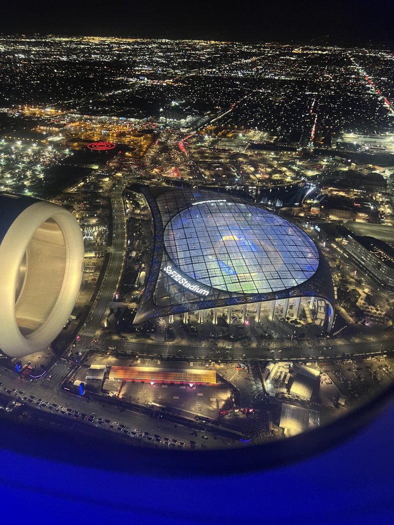 Aerial view of SoFi stadium, L.A. 