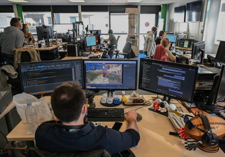 Employees work at Ubisoft