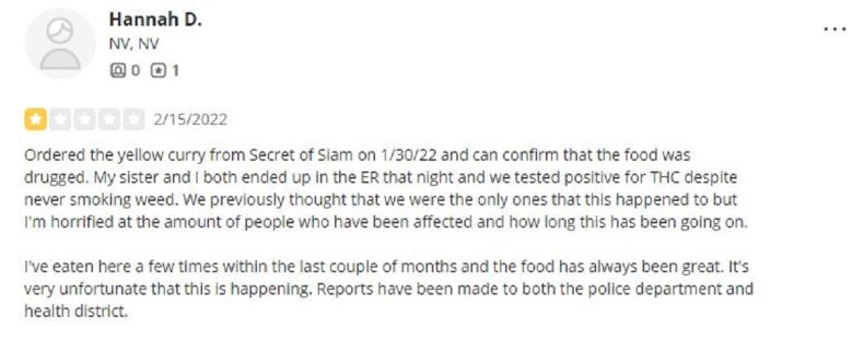 Screengrab of Secret of Siam Yelp reviews.
