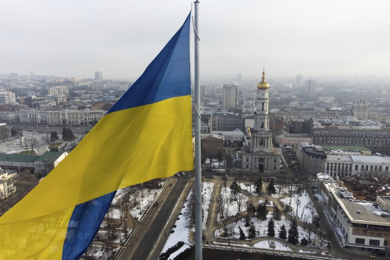 Flag waves over Ukraine