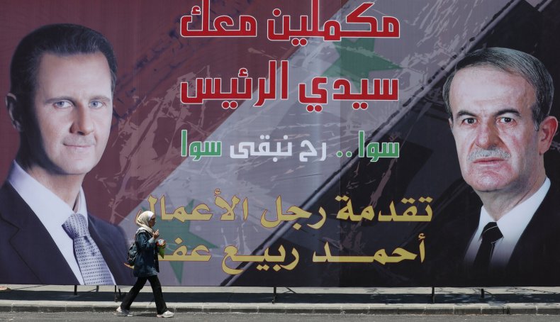 Syria election poster Bashar al-Assad Hafez al-Assad