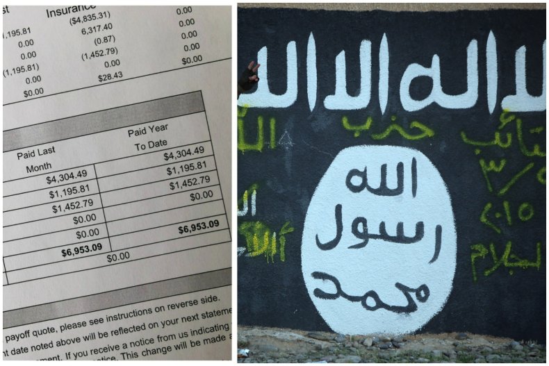 stock bank image and ISIS flag