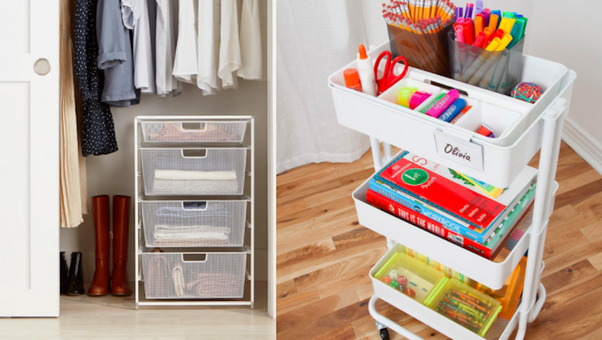 Mini Fridge Stand with Storage, 2-Tier Drawer Organization Rolling