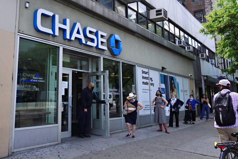 People Lining Up for Chase Bank