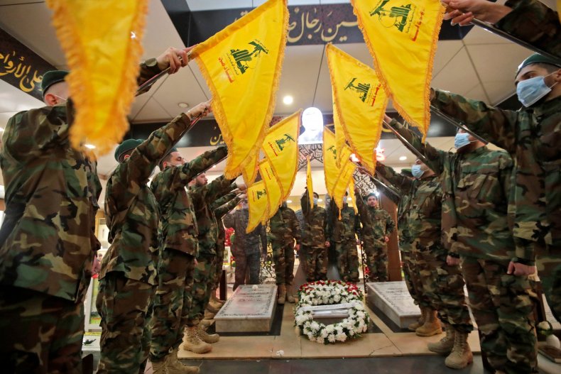 Fighters of the Lebanese Shiite movement Hezbollah