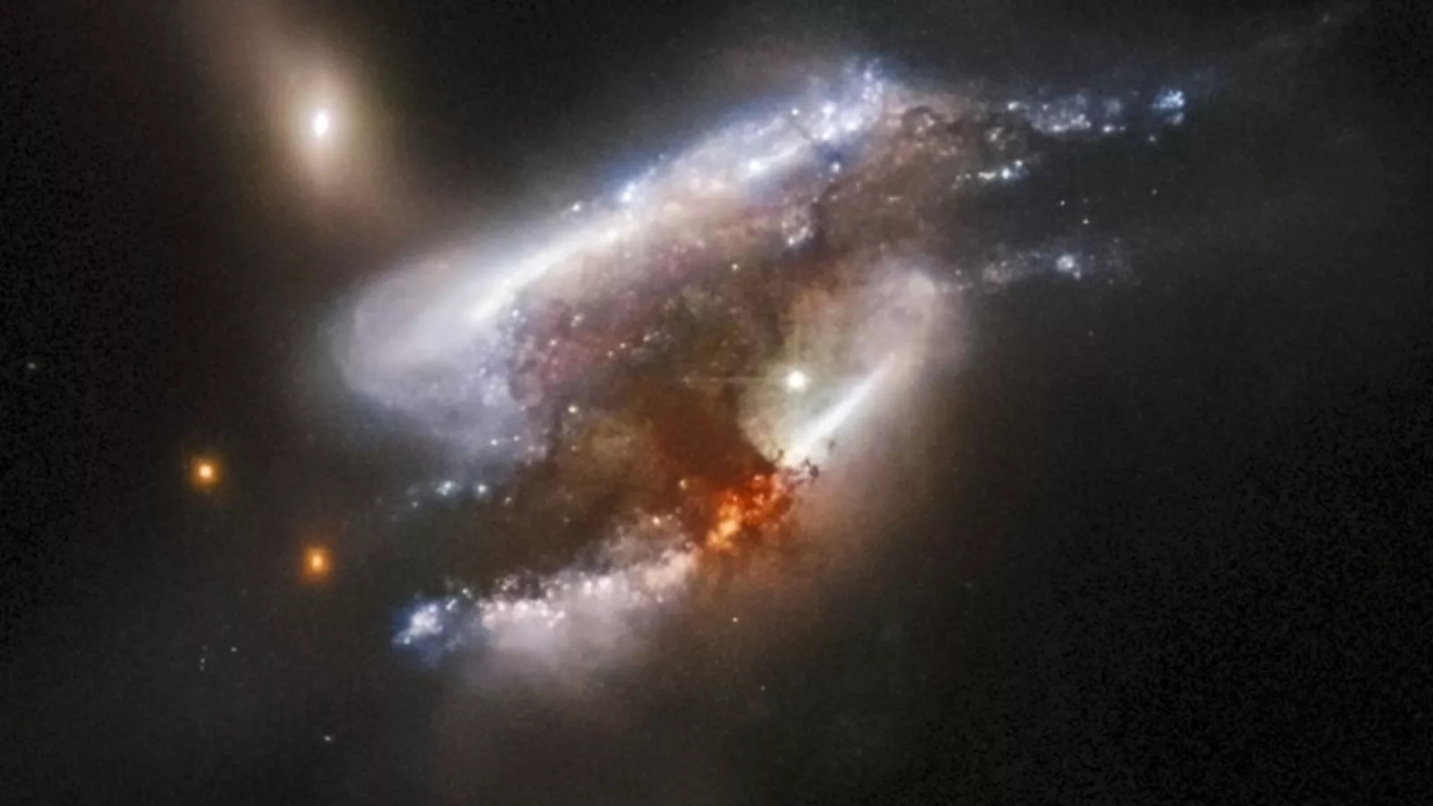 colliding galaxy Incredible NASA Image Shows Three Galaxies Colliding 682 Million Light-Years Away - Newsweek