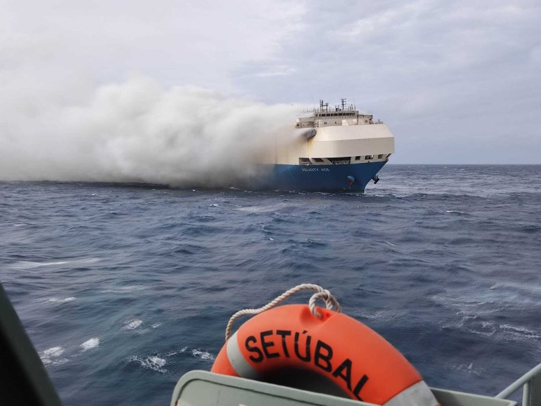 Fire on Car Transport Ship