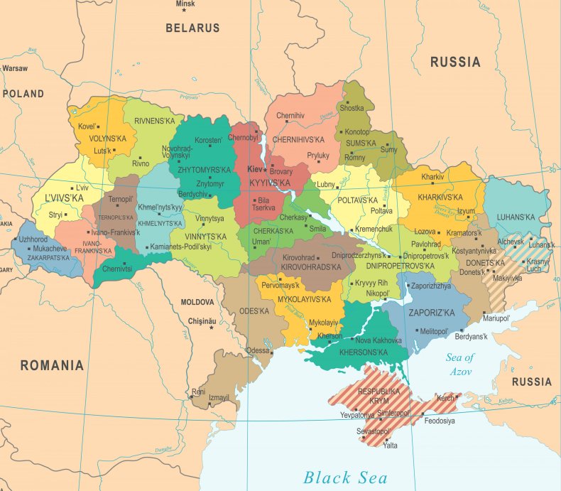 Ukraine Maps shows breakaway regions
