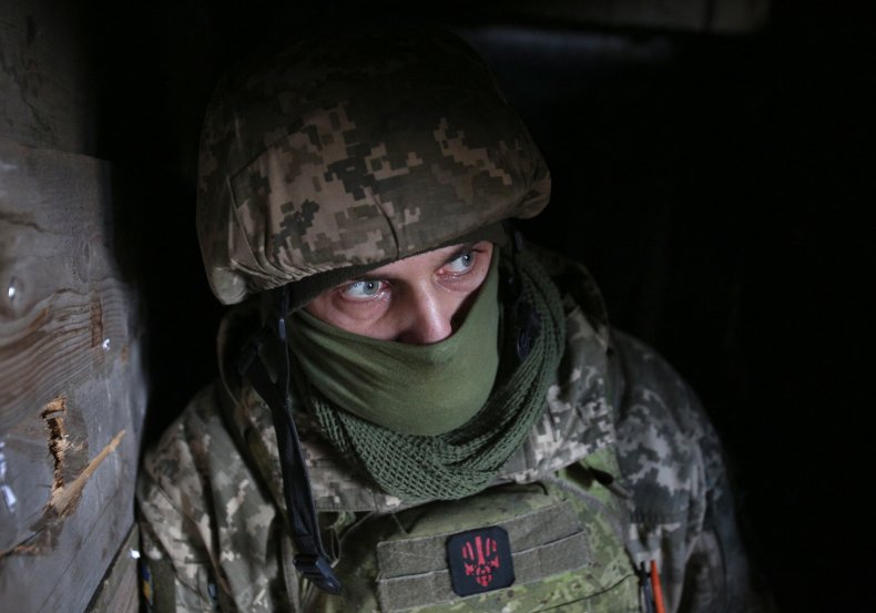 Ukraine soldier on Luhansk front line February