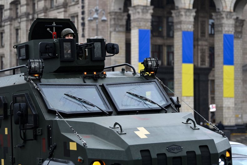 Ukraine armored vehicle in Kyiv amid invasion