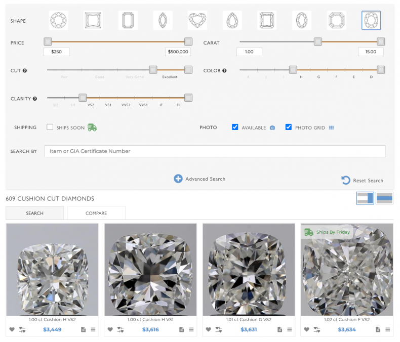 Selection of Adiamor diamonds