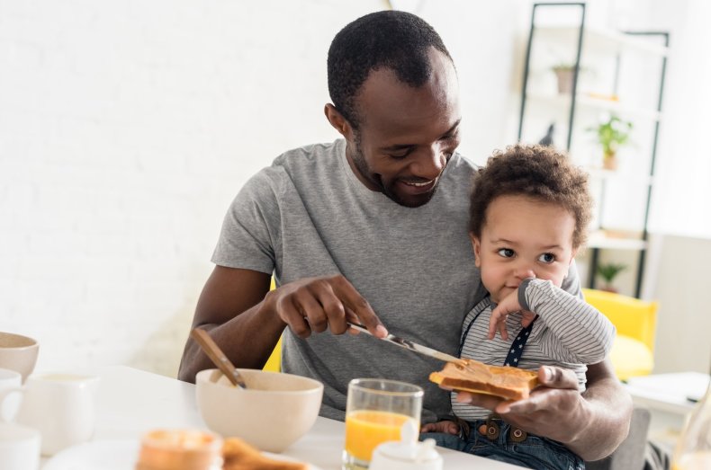 Family eating breakfast