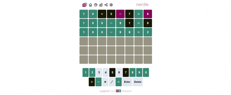 Nerdle #37 Answer for February 25