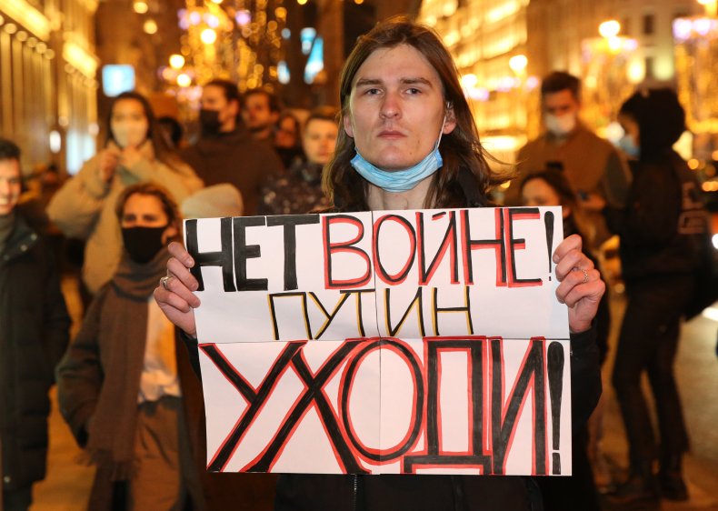 Russian protester in Moscow