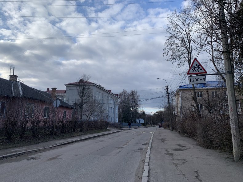 empty street Rivne, Ukraine Feb. 25