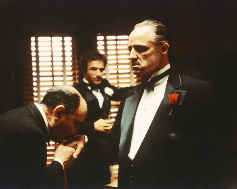 James Caan and Marlon Brando in Godfather.