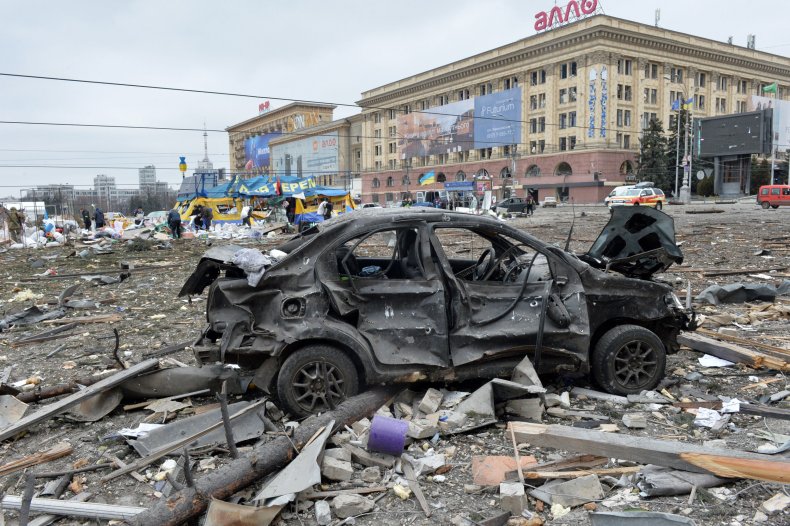 A view of Freedom Square, Kharkiv