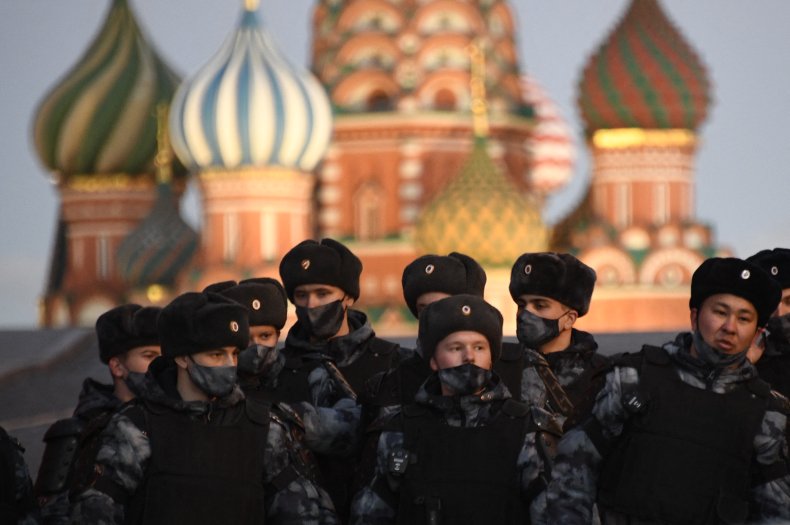 Russian police block Moscow's Red Square
