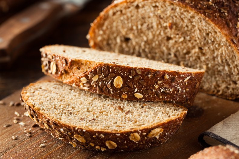 Slices of whole wheat bread. 