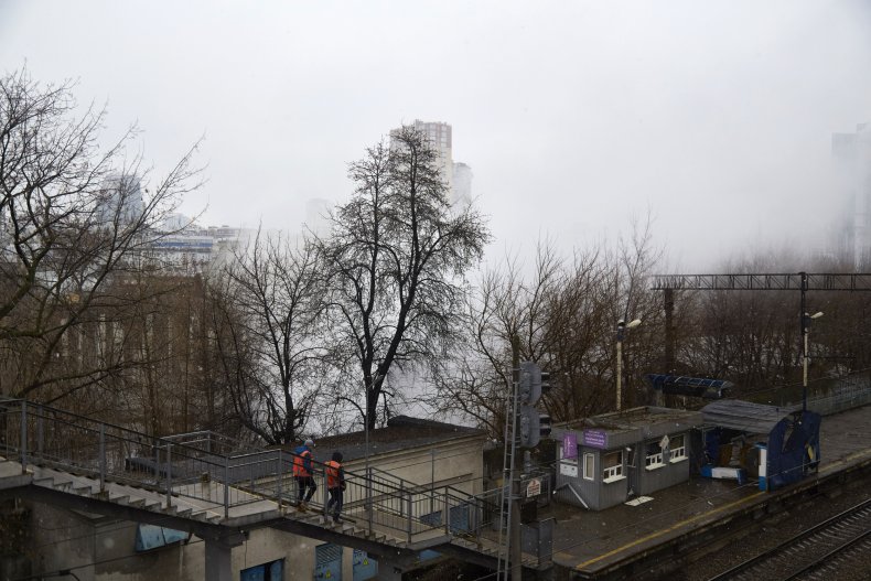 A damaged railway station in Kyiv