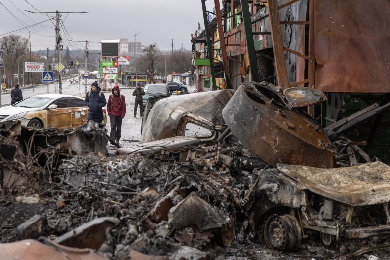 Destroyed Vehicles in Irpin, Ukraine