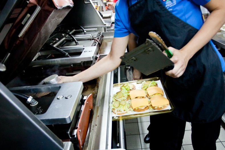 Behind the counter at McDonalds.