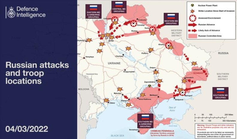 russian invasion ukraine military map