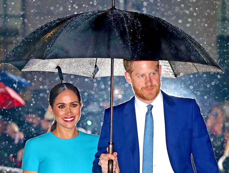 Prince Harry, Meghan in Rain