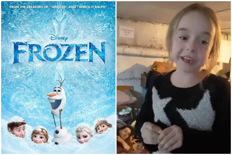 'Frozen' movie poster and Ukrainian girl. 