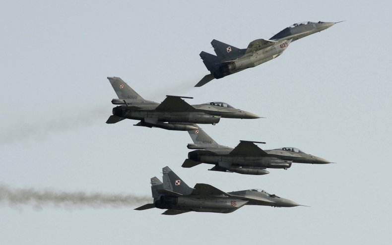 MiG-29 fighter jets during air show