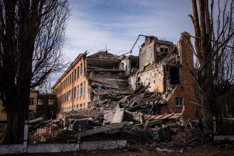 Aftermath of bombing in Chernihiv