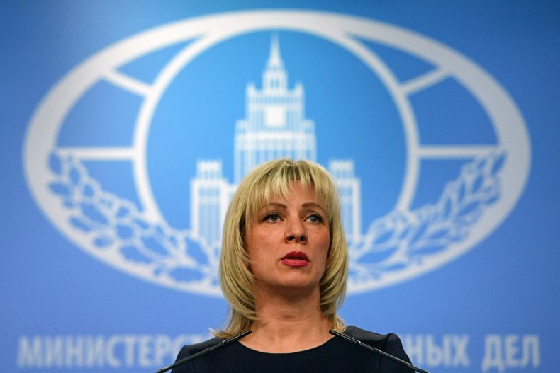 Maria Zakharova at a press conference