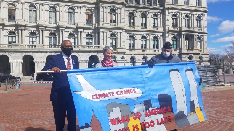 New York Senators Pose With Climate Banner