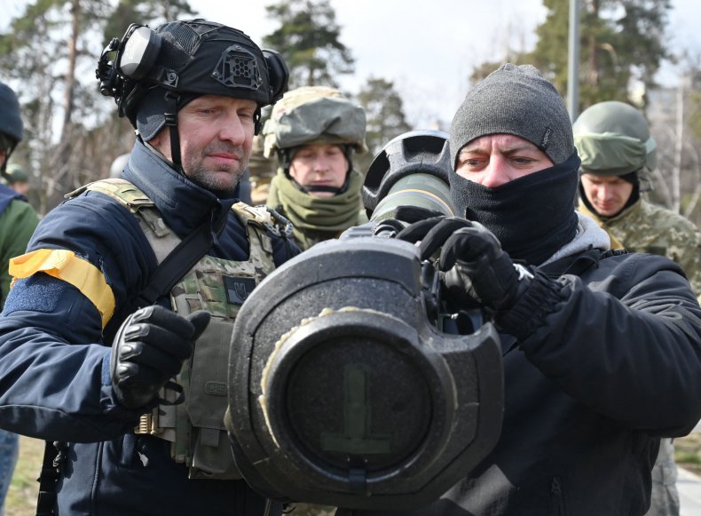 Ukraine soldiers with NLAW weapon Kyiv Russia