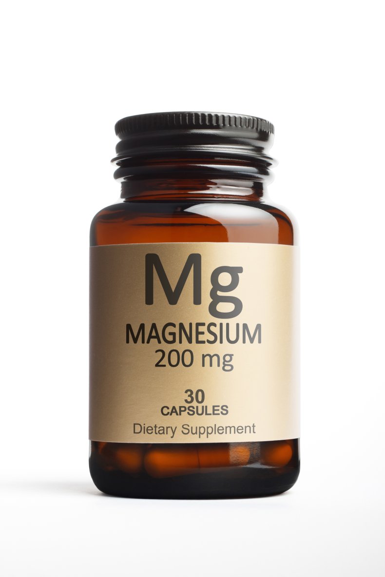 A bottle of magnesium capsules.