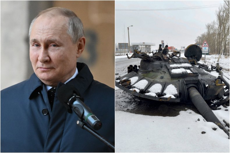 Putin and a Russian tank