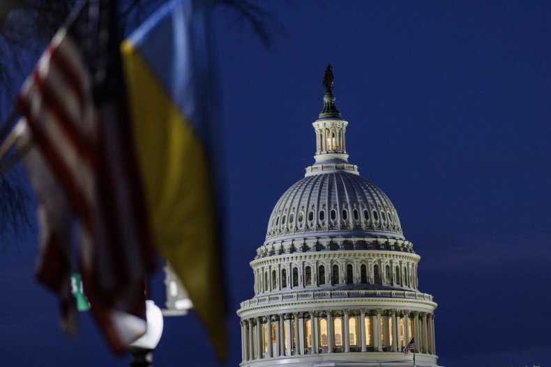 Ukrainian Flag Pictured Near the Capitol