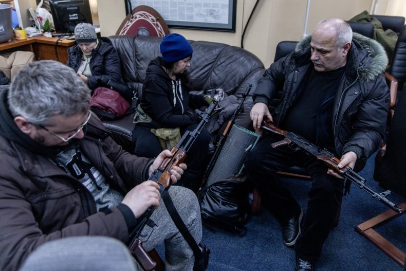 Ukrainian civilians with guns