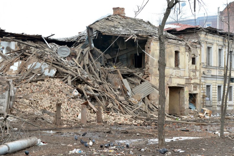 Aftermath of bombings in Kharkiv, Ukraine